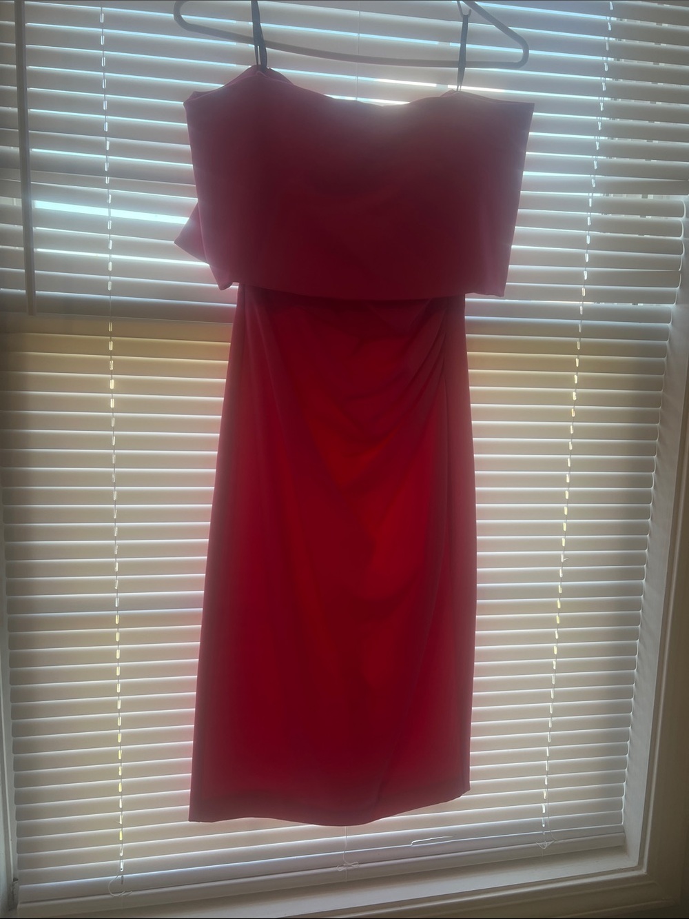 Vince Camuto Strapless Red Fold-Over Sheath Dress